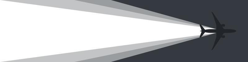 Airplane with a flight path. An airplane leaving a beam of light behind. Vector image