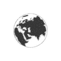 Globes of Earth. Globes hand drawn icon. Europe and Asia sketch with texture. Vector illustration