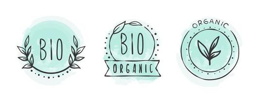 productos biológicos. iconos de productos orgánicos. íconos de comida natural. iconos dibujados a mano. ilustración vectorial vector