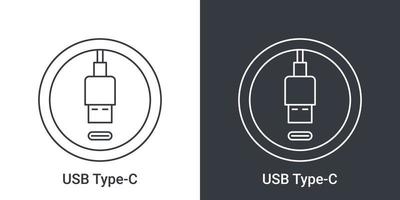 icono de puerto usb tipo c. toma usb plug in. conectores usb. ilustración vectorial vector