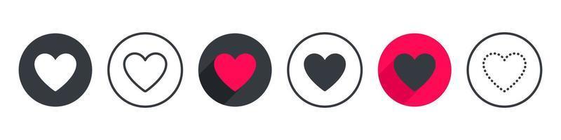 Heart icons. Hearts of different styles and types. Vector hearts set. Vector illustration