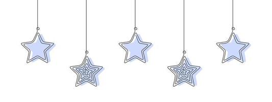 Star drawn in one line. Christmas elements. Christmas theme. Vector illustration