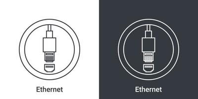 icono de puerto ethernet. signos de conectores de computadora. icono de conectores. ilustración vectorial vector