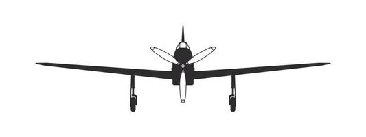 Plane. A sports propeller airplane. Airplane silhouette front view. Vector image