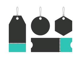 Price tag set. Paper labels with cord. Templates price tags. Vector illustration