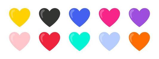 Heart icons. Hearts of different colors. Vector hearts set. Vector illustration