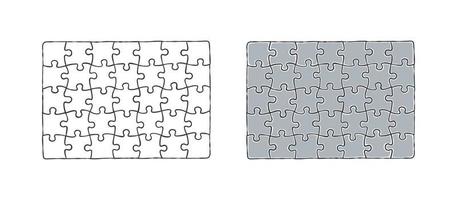 Puzzle Template. A hand-drawn puzzle. Rectangular puzzle. Puzzle for animation. Vector illustration