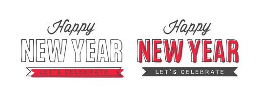 New Year. Hand-drawn New Year's Eve inscription. Elements of New Year design. Vector illustration