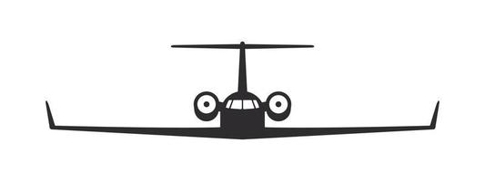 Airplane. Private jet. Airplane silhouette front view. Flight transport symbol. Vector image