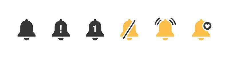 Notification bell icons. Conceptual message icons. Reminder icons with information signs. Vector icons