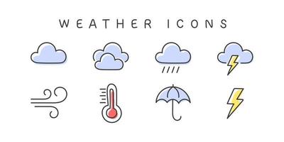 Weather Icons. Meteorology icons elements. Weather web icons in modern style. Vector illustration