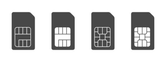 SIM card icons set. Simple icons of sim cards of mobile phones. Vector illustration