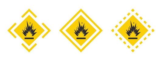 Extremely explosive materials. Caution warning sign explosives liquids or materials. Explosives substances icons set. Vector icons