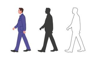 personas. hombre que camina en traje. personas dibujadas en un estilo de dibujos animados planos. ilustración vectorial vector