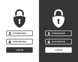 formulario de inicio de sesión de la cuenta de la aplicación. conceptos de ciberseguridad y privacidad para proteger la ilustración data.vector vector