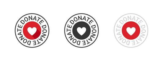 Donation icons. Conceptual donation badges. Charity icons. Donations related signs. Vector illustration