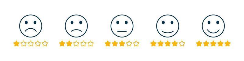 Five Star Satisfaction. Satisfaction survey icons. Customer review satisfaction feedback survey concept. Vector illustration