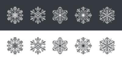 Snowflakes. Snowflakes in flat style on black and white background. Vector illustration