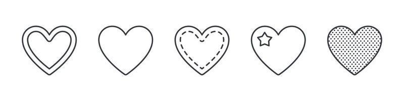 Heart icons. Linear heart icons. Vector hearts set. Vector illustration