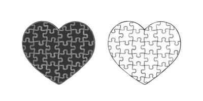 Heart. Painted heart. A heart in the form of a puzzle. Vector illustration