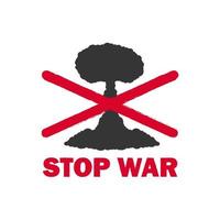 No to War. A call to stop war. A crossed out image of a nuclear explosion. Vector illustration