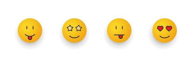 conjunto de iconos de emoticonos. emoji de dibujos animados caras sonrientes con diferentes emociones. Imágenes de vectores