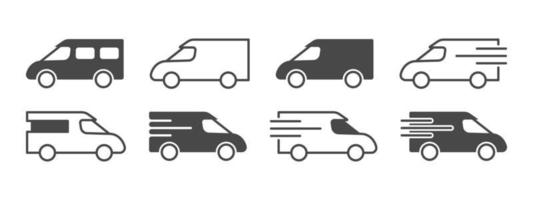 Delivery icons. Simple minivan icons. Delivery service icons. Vector illustration