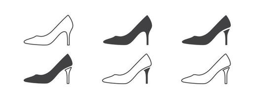 zapatos de mujer. iconos de zapatos de mujer. iconos en estilo plano y lineal. gráficos vectoriales vector