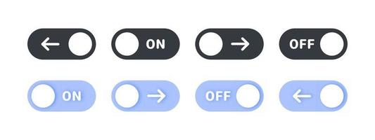 Toggle icons. Switches with different signs. Toggle Element for Mobile App, Web Design, Animation. Vector illustration