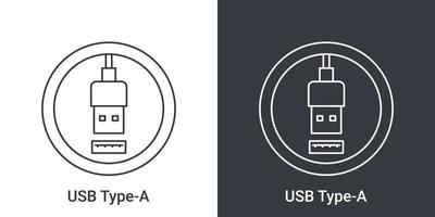 USB Type A port icon. Socket usb plug in. USB connectors. Vector illustration