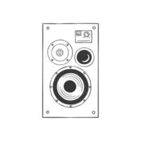 Audio speaker. Textured retro speaker. Hand drawn speaker. Sketch style. Vector illustration