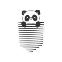 Panda in pocket. Cute drawn panda. Sketch drawing for design. Vector image