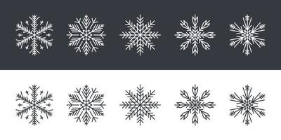 Set of snowflakes. Snowflakes of different shapes. Snowflakes in a flat style. Vector illustration