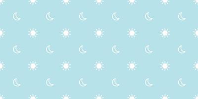 Blue sky moon and sun seamless repeat pattern vector background