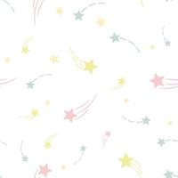 Cute sky pattern with shooting stars, vector repeat