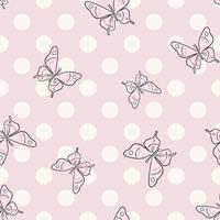 Pastel pink butterfly vector pattern with dots, background.