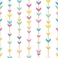 Colorful arrows geometric vector pattern, seamless repeat, vertical stripe print,