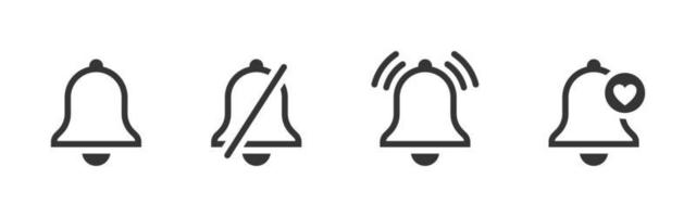 Notification bell icons. Linear notification icons. Conceptual message icons. Reminder icons. Vector icons