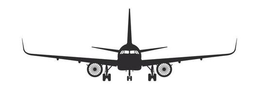 Plane. Airplane silhouette front view. Passenger plane concept. Vector image