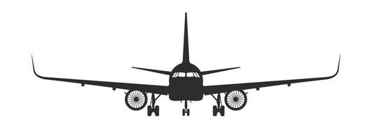 Plane. Airplane silhouette front view. Passenger plane concept. Vector image