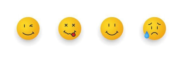 conjunto de iconos de sonrisa. conjunto de emojis de dibujos animados. caras sonrientes con diferentes emociones. ilustración vectorial vector