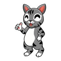 Cute manx cat cartoon giving thumbs up vector