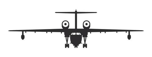 Plane. Special Purpose Aircraft. Airplane silhouette front view. Flight transport symbol. Vector image