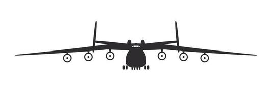 Plane. The biggest cargo plane. Airplane silhouette front view. Vector image