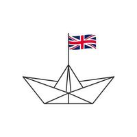 Paper boat. A boat with the flag of Great Britain. Vector illustration