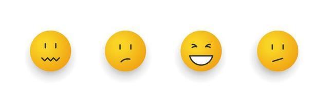 Emoticon icons. Cartoon emoji set. Smiley faces with different emotions. Vector illustration
