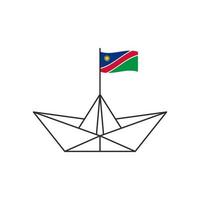 icono de barco de papel. un barco con la bandera de namibia. ilustración vectorial vector