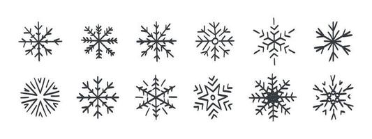 Snowflakes. A set of hand-drawn snowflakes. Snowflakes of different styles and shapes. Vector illustration