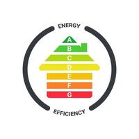 Energy efficiency logo. Energy efficient house. Green house symbol with energy rating. Vector illustration