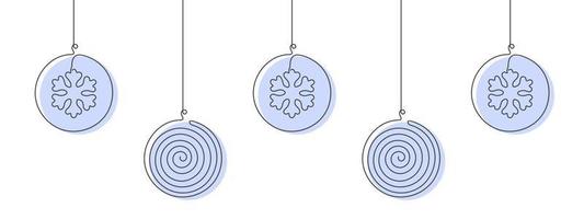 Single line style Christmas toys. Christmas or New Year's Elements. Vector illustration